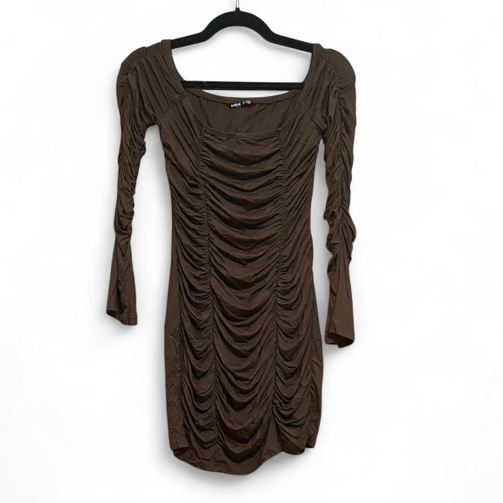 Brown Ruched Dress